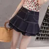 Skirts Retro Denim Shorts Skirt Women Summer Streetwear Ladies Short Jeans Casual All Match Elastic Ball Gown Saia Female 230223