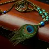Collier ras du cou en plumes de paon, bijoux ethniques nationaux de thaïlande, cristal et pierres, bohème, déclaration de mode