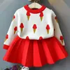 Girl's Dresses Baby Girls Princess Sweater Jacket Coat Skirt Clothing Set Toddler Kids Knitted Clothes Sets Children Suits For 14 Years Wear Z0223