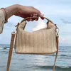 Bolsos de noche tejido de paja para mujer, pequeño bolso de hombro tipo cubo, moda de verano, bolso de mano para playa para mujer, bolso de mano, Mini bandolera para mujer 3434