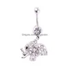 Navel Bell -knappringar D0884 Elefant Belly Ring Mix Colors Drop Leverans smycken Body Dhgarden DH0YI