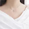 Chains Women Necklace Real 925 Sterling Silver Irregular Ellipse Pendants For Bride Wedding Jewelry Accessories