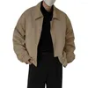 Vestes pour hommes Veste courte Polyester Vêtements de tous les jours Couleur unie Col à revers Hommes Manteau pour l'extérieur