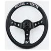 330mm 13inch Vertex White Embroidery Black Genuine Leather Drift Sport Steering Wheel With Blue Stitching
