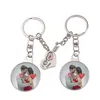 Sublimer vierge Couple porte-clés impression par transfert de chaleur coeur rond porte-clés pendentif bricolage cadeau porte-clés tt0223