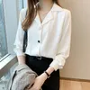 Blusas de mujer Camisas de manga larga Blusa blanca negra Blusas de mujer Blusas Mujer De Moda Blusa de gasa con cuello en v Camisa Blusas Femme Blusas E447 230223