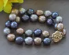 Strand Beaded Strands 2Strands 8 '' 13mm Noir Gris Or Rond Edison Keshi Perle Bracelet RoseBeaded Lars22