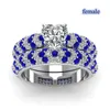 Anneaux de mariage bijoux fantaisie bleu acier inoxydable Couple fiançailles cadeau Saint Valentin