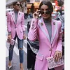 Women's Suits Blazers HIGH STREET est Fashion Designer Blazer Women's Long Sleeve Floral Lining Rose Buttons Pink Blazer Outer Jacket 230223