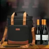 Pacotes de gelo Sacos de pacote 11L portátil 3 garrafas mantendo o Isolamento de Couro Vintage Fresco Backpack mais fria de vinho térmico ombro 230223