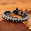 Link Chain MKENDN Men U shape Survival Bracelet Outdoor Handwoven Reverse Scale Rope Bracelet For Women Black Stainless Steel Sport Buckle G230222