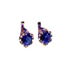 Stud Earrings 585 Purple Gold Plated 14K Rose Inlaid Sapphire Flower For Women Original Light Luxury Elegant Party Jewelry