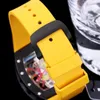 S￩rie Tourbillon Watch RM68-01 Graffiti colorido com movimento mec￢nico totalmente autom￡tico Sapphire anti-arranh￣o espelho de vidro Case de cer￢mica ￠ prova d'￡gua