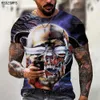 Mens T-Shirts Summer Horror Skull 3D Print T Shirt For Men Casual Oversized Short Sleeve Clothes Streetwear Hip Hop Tops Tees Men Clothing 4XL 022223H