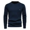 Мужские футболки Aiopeson 100 Хлопковые свитера Soild Color Oneck Высококачественные сетчатые пуловки мужская зима Осень базовая для 230223