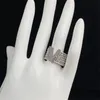 Wide Letter Hollow Cluster Rings Women Open Loop Adjustable Ring Full Diamond Generous Jewelry
