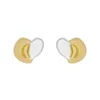Stud Earrings Women 925 Pure Silver Ear Studs Champagne Gold White Two Color Heart Shape Sweet Romantic Fashion Jewelry Gift
