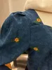 Women's Blouses Women's Clothing 2023 Spring Flower Embroidery Long Sleeve Blue Shirt Corduroy Cardigan Top Blusa Feminina