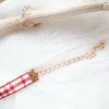 Choker White Red Plaid Cotton Tyg Cherry Ball Pendant Necklace For Women Girls mode Söta korta halsband krage FS04