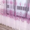 Curtain European Floral Flocking Double Shaped Pattern Tulle Home Decor Door Panel Sheer Scarf Window For Living Room