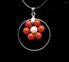 Choker Qingmos Red Natural Coral & White Pearl 17-19" Pendant Necklace For Women With 28mm Metal Round Free Cord-nec6392 Ship