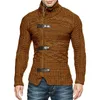 Maglioni da uomo Autunno Inverno Maglione collo alto Fibbia in pelle Cappotto cardigan lavorato a maglia manica lunga Abbigliamento di grandi dimensioni 230223