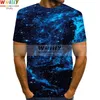 남자 티셔츠 남성용 T 셔츠 남자 블루 갤럭시 그래픽 3D 프린트 셔츠 여름 티 패턴 패턴 패턴 스페이스 티셔츠 남성/여자 W0224