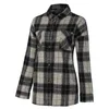 Vestes Femme Manteau Femme Classique Simple Poitrine Plaid Hiver Retrousser Manches Longues Revers Manteau Chemises Outwear Avec Poche Veste