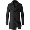 Mens Wool Cashmere Overcoat Windwear Style Dubbelbr￶st knapp Woolen Casual L￥ngt tjock ullrock plus storlek XS-2XL