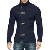 Maglioni da uomo Autunno Inverno Maglione collo alto Fibbia in pelle Cappotto cardigan lavorato a maglia manica lunga Abbigliamento di grandi dimensioni 230223