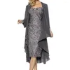 Robes de travail robe formelle ensemble femmes tenue élégante fleur motif dentelle Vintage deux pièces tricoté Cardigan Banquet