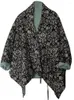 Damesjassen herfst winter gevoerde vrouwen retro onregelmatige dikkere warme drawstring tops 2023 dames v-neck print jas