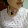 Choker Kawaii Harajuku Handgjorda Safe Heart Lock Key Rose Flower Spikes Spiked Collar Buckle Halsband