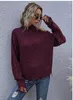 Pulls pour femmes épaule lâche trou cassé manches longues col haut automne pull en tricot femmes