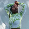 Kadın Tişörtleri 2023 Kadın Moda Kravat Boyası Baskılı Uzun Kollu T-Shirtler Sonbahar Bodycon O yaka Kış Kış Kış Sokak Giyim Seksi Tees