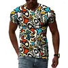 Herren T-Shirts Sommer Tees Hip Hop Harajuku Kurzarm Persönlichkeit Abstrakte Farbe Grafik Männer Casual Mode 3D Gedruckt Street Style