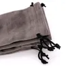 Jewelry Pouches Wholesale 9x18cm 50pcs Drawable Gray Velvet Packaging Bags For Wedding Party Candy Gifts