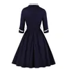 Casual Dresses S-4XL Plus Size Women Elegant Party Dress Vintage Wrap Belted Pleated Autumn Cotton Tunic 3/4 Sleeve Office Lady