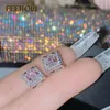 Stud Earrings FEEHOW Fashion Square Shape Shiny Zircon For Women Blue Green Cubic Zirconia Earring Wedding Party Jewelry