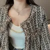 Womens Jackets HMA Elegant Korean Chic Tweed Women Jacket Long Sleeve ONeck Spring Coat Fashion Single Breasted Femme 230223