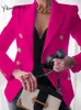 Ternos femininos Blazers yitimuceng elegante blazer gabinete de primavera Moda de primavera entalhada com manga comprida Ternos de peito duplo de peito fino Casual Long Jackets 230223