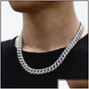 Pendant Necklaces 18 Inch 10Mm 925 Sterling Sier Setting Iced Out Moissanite Diamond Hip Hop Cuban Link C Dhvvn