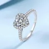 Rings de cluster Casamento de noiva do coração Anel de noivado de moissanita certificado 1CT para mulheres 925 jóias finas de prata esterlina 14K 14K