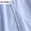 Camisas de blusas femininas AOMO Autumn Mulheres de alta qualidade 95% Camisa de algodão Blusa de manga comprida Feminina Office Lady Tops 6d103a 230223