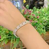 Link Chain 2022 Hot Fashion Jewelry Clear CZ Crystal Leaf Charm Cubic Zirconia Chain Bracelet Charm Bracelets for Women Luxury Jewelry G230222