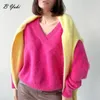 Suéteres de mujer Blessyuki suéter de Cachemira suave mujer Casual suelto con cuello en V suéteres de punto básicos mujer coreana Simple Lazy Jumper Tops 230223