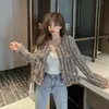 Womens Jackets HMA Elegant Korean Chic Tweed Women Jacket Long Sleeve ONeck Spring Coat Fashion Single Breasted Femme 230223