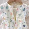 Girl's jurken beren leidermeisjes prinses jurken zomer kinderkleding print vlinder kanten boog comfortabel jurk baby kostuum vestidos z0223