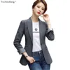 女性のスーツブレザー高品質のファッションデザインブレザージャケット女性のグリーンブラックブルーソリッドオフィスレディウェアサイズS-4XL 230223