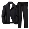 Vêtements de sport 1 ensemble deux pièces tempérament fermeture éclair côtelé manchette veste taille élastique pantalon pour sport hommes tenue